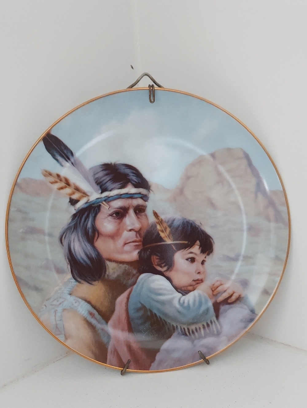 Decorative Native Heritage Collector Plate - Blue and Brown